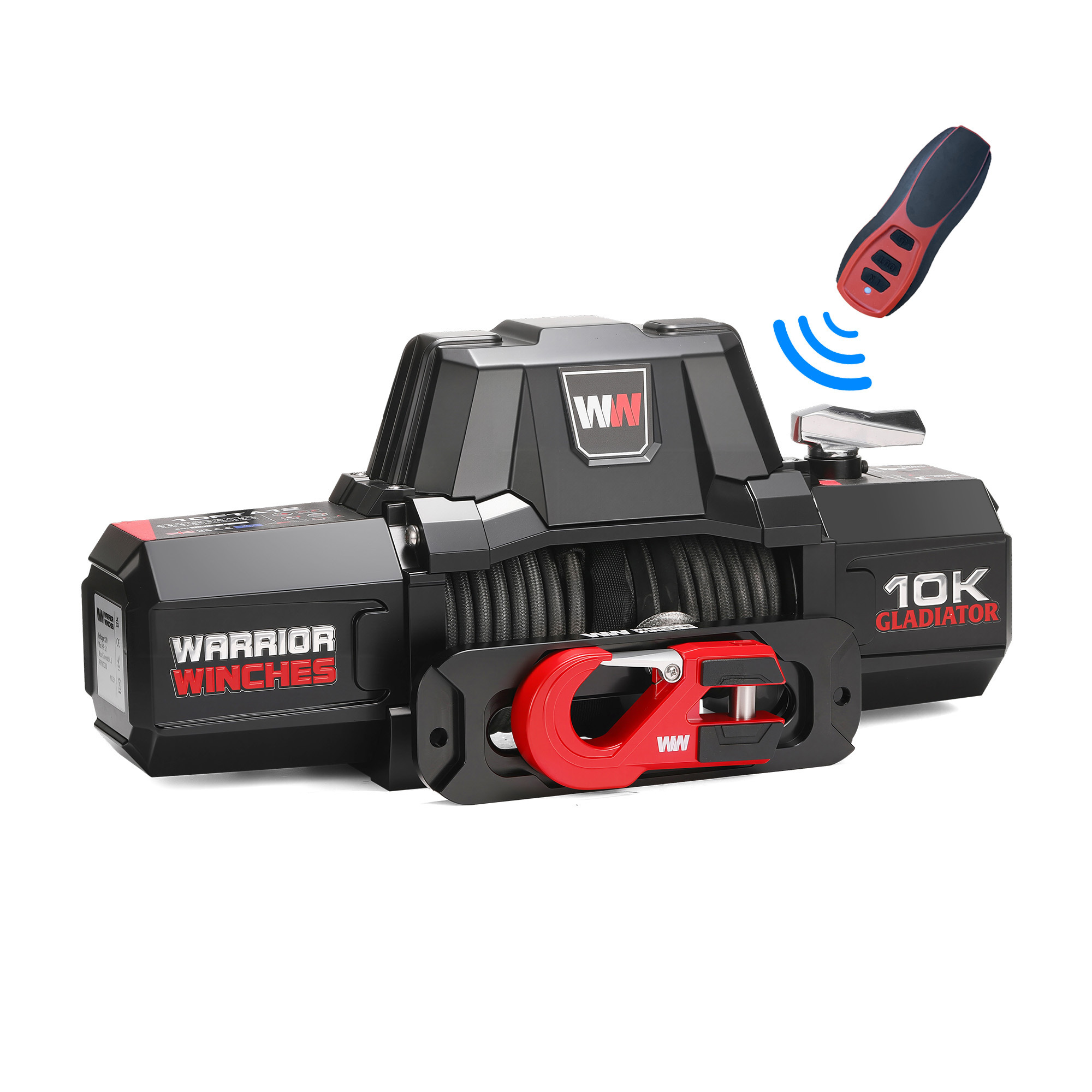 Warrior Winches Gladiator V2 F-Type 10000 12V Electric Winch — Synthetic Rope, Model# 10FT2A12-CAD